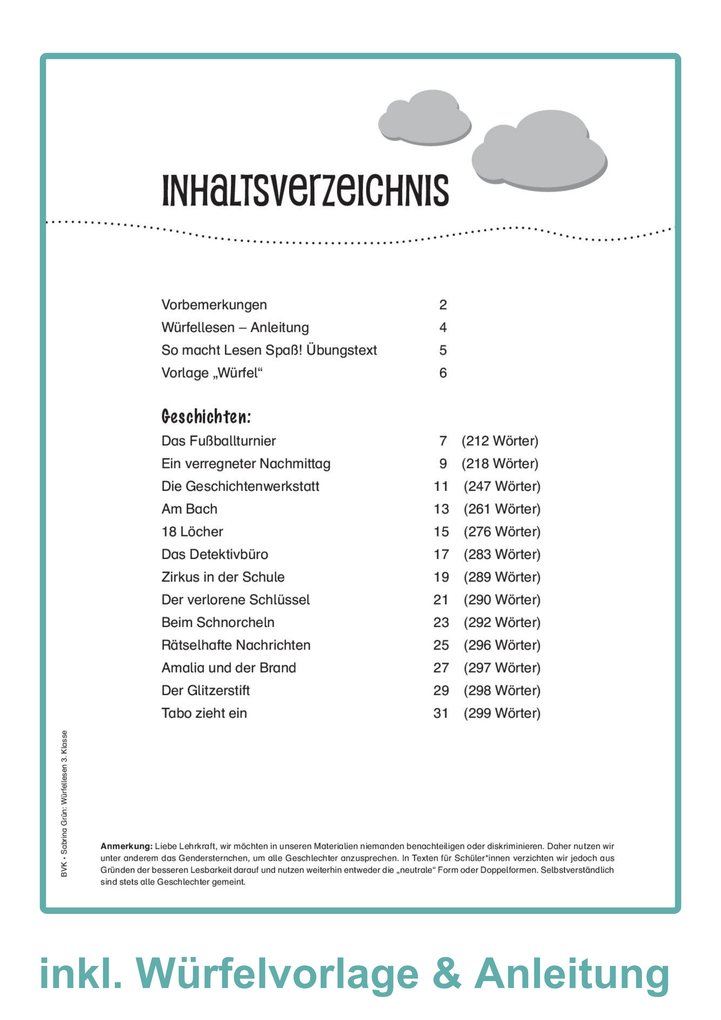 Weitere Ansicht: Würfellesen - 3. Klasse | Sabrina Grün