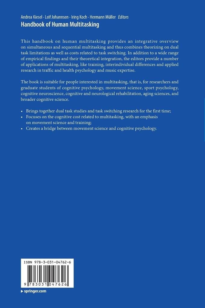 Weitere Ansicht: Handbook of Human Multitasking