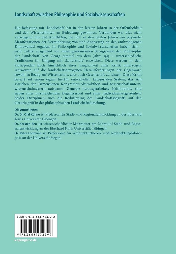 Weitere Ansicht: Landschaft zwischen Philosophie und Sozialwissenschaften | Olaf Kühne, Karsten Berr, Petra Lohmann