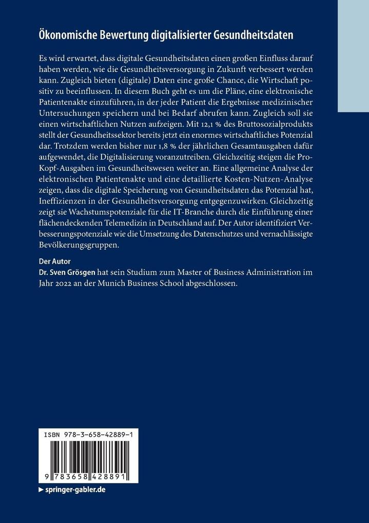 Weitere Ansicht: Ökonomische Bewertung digitalisierter Gesundheitsdaten | Sven Grösgen