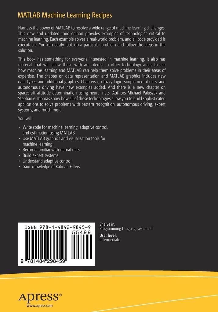 Weitere Ansicht: MATLAB Machine Learning Recipes | Michael Paluszek, Stephanie Thomas