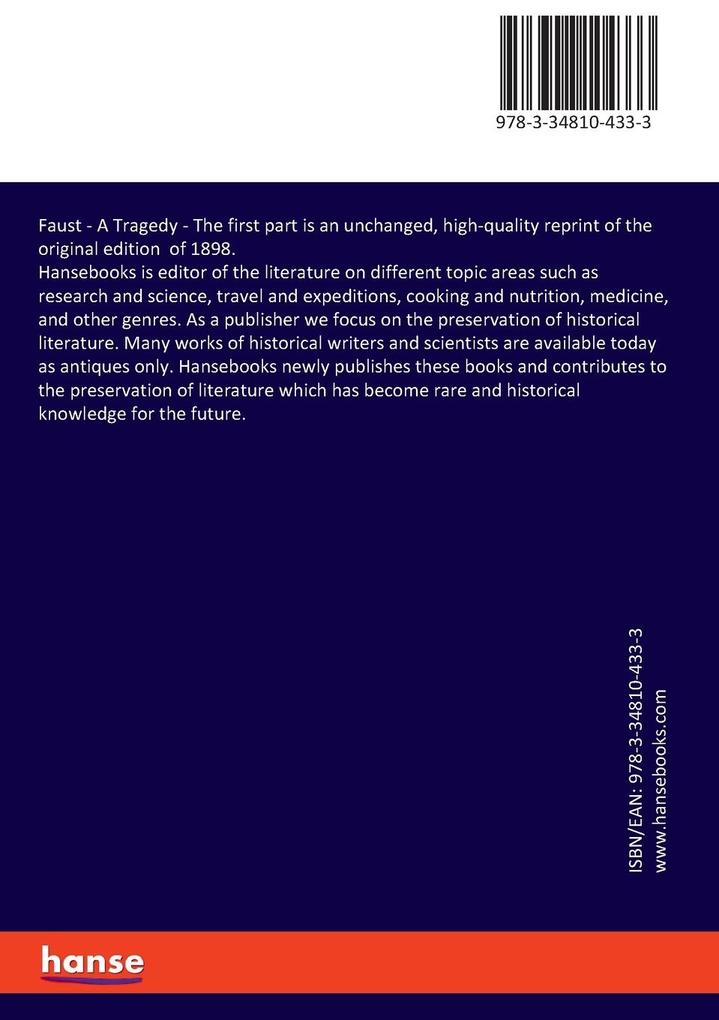 Weitere Ansicht: Faust - A Tragedy | Johann Wolfgang von Goethe