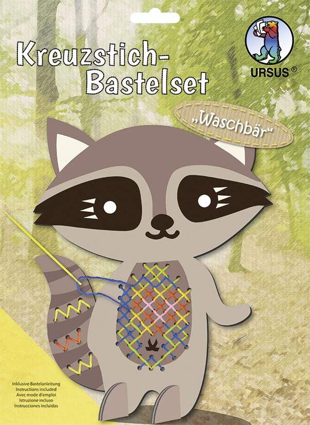 Produktbild: URSUS Sticken Kreuzstich-Bastelset Waschbär