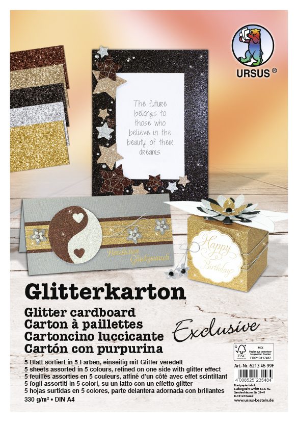 Produktbild: URSUS Spezialpapiere Glitterkarton Exclusive, DIN A4