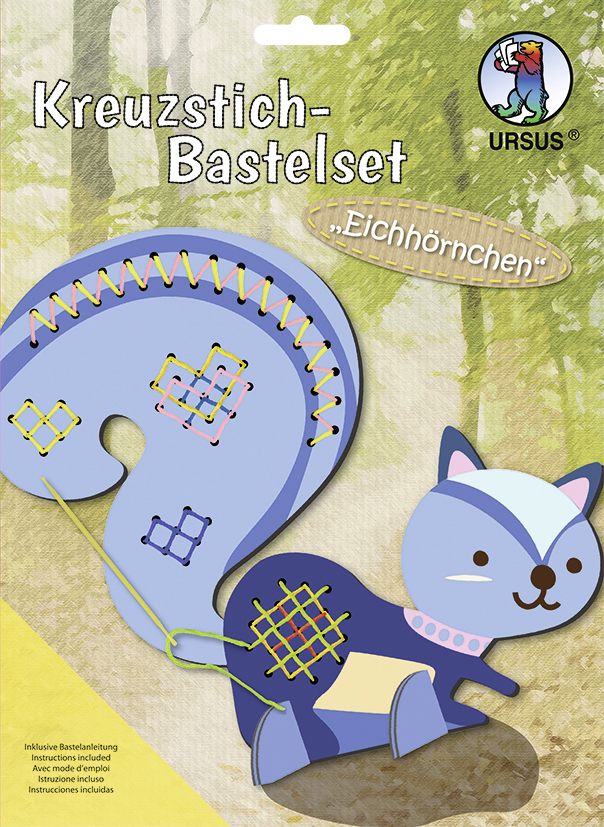 Produktbild: URSUS Sticken Kreuzstich-Bastelset Eichhörnchen