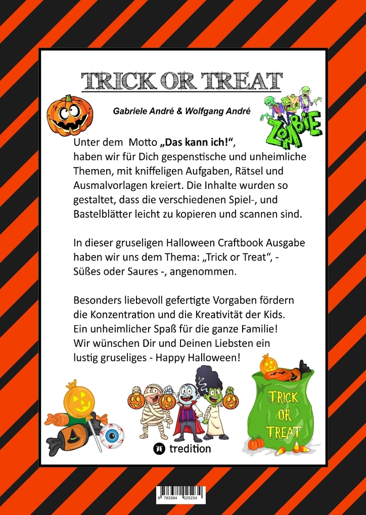 Weitere Ansicht: CRAFTBOOK - 100 SEITEN GESPENSTISCHES HALLOWEEN - GEISTERSPIEL - RÄTSEL - GRUSELIGE MOTIVE - DIA DE MUERTOS | Gabriele André, Wolfgang André