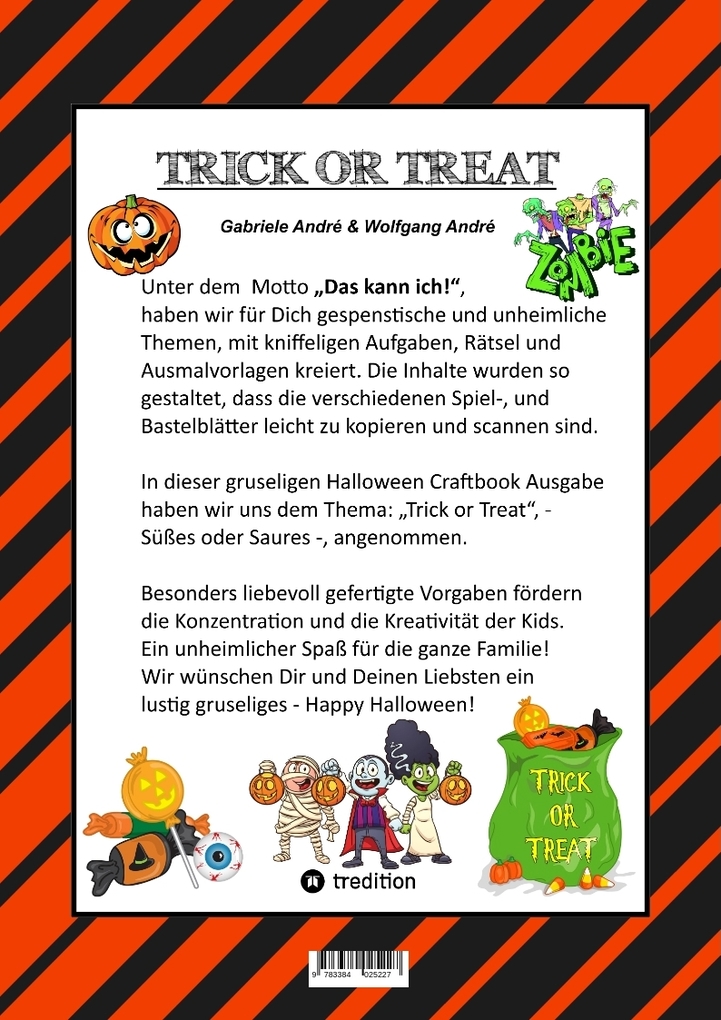Weitere Ansicht: CRAFTBOOK - 100 SEITEN GESPENSTISCHES HALLOWEEN - GEISTERSPIEL - RÄTSEL - GRUSELIGE MOTIVE - DIA DE MUERTOS | Gabriele André, Wolfgang André