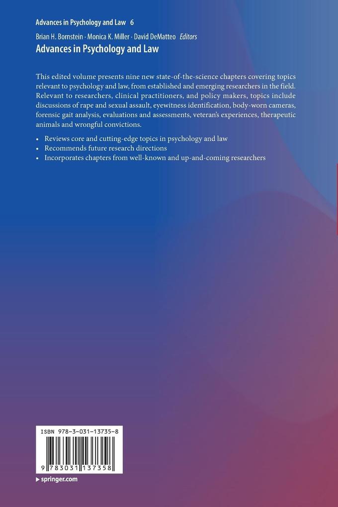 Weitere Ansicht: Advances in Psychology and Law
