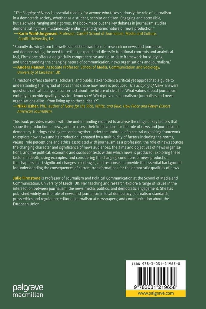 Weitere Ansicht: The Shaping of News | Julie Firmstone