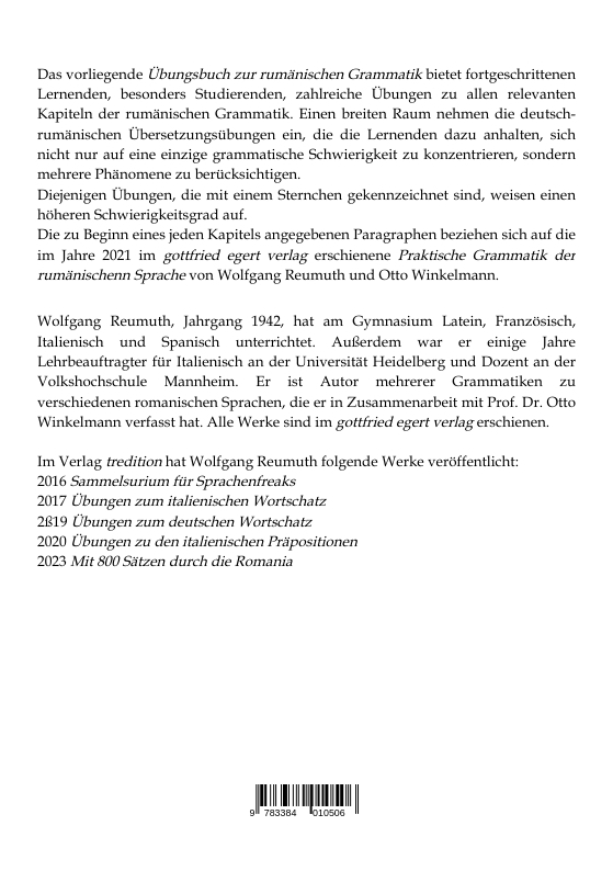 Weitere Ansicht: Übungsbuch zur rumänischen Grammatik | Wolfgang Reumuth