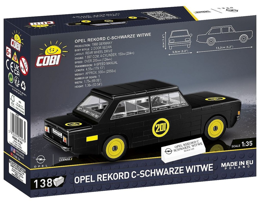 Weitere Ansicht: COBI Youngtimer 24597 - Opel Rekord C-Schwarze Witwe, Bausatz, 1:35, 138 Bauteile