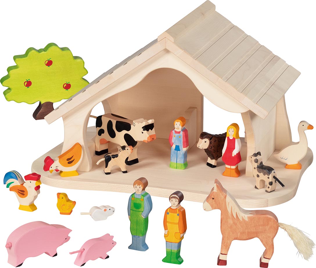 Produktbild: Goki 80612 - Krippe/Puppenhaus, Holz natur, montiert