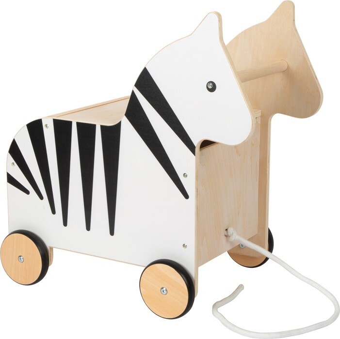 Produktbild: Small foot 12425 - Spielzeugkiste mit Rollen Zebra Wildlife, Holz, Griffhöhe: 42cm
