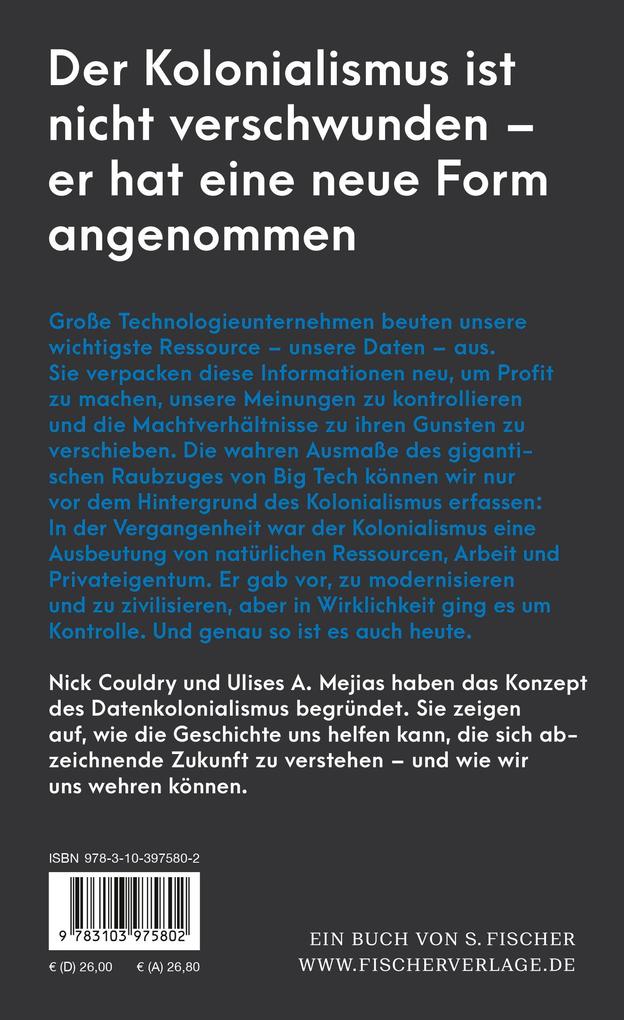 Weitere Ansicht: Datenraub - Der neue Kolonialismus von Big Tech und wie wir uns dagegen wehren können | Nick Couldry, Ulises A. Mejias