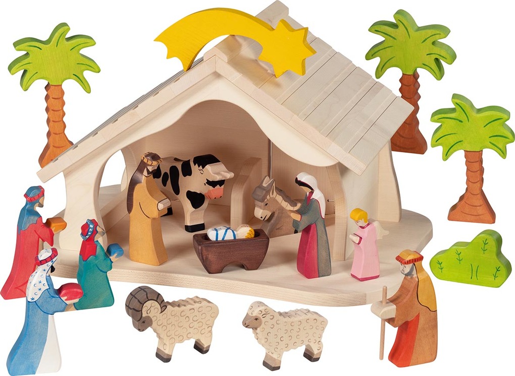 Weitere Ansicht: Goki 80612 - Krippe/Puppenhaus, Holz natur, montiert