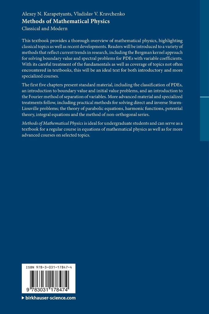 Weitere Ansicht: Methods of Mathematical Physics | Alexey N. Karapetyants, Vladislav V. Kravchenko