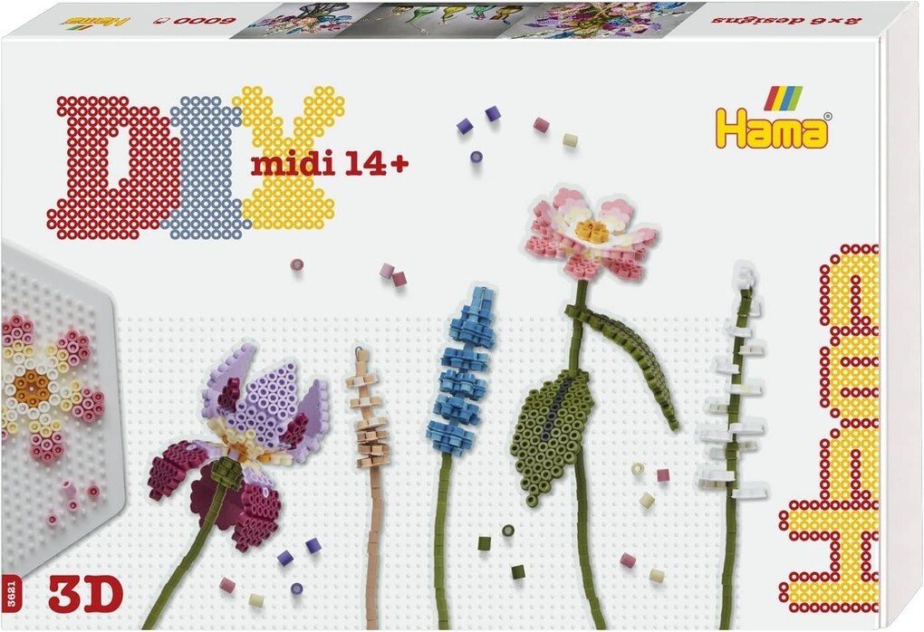 Weitere Ansicht: Hama 3621 - DIY Bügelperlen Midi 14+, Geschenkbox mit Motivvorlage Blumenstrauß, Blumen mit 3D Effekt, ca. 6.000 Bügelperlen und Zubehör