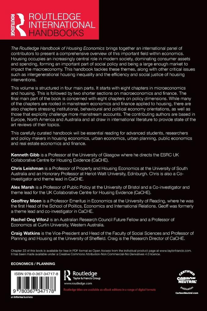 Weitere Ansicht: The Routledge Handbook of Housing Economics