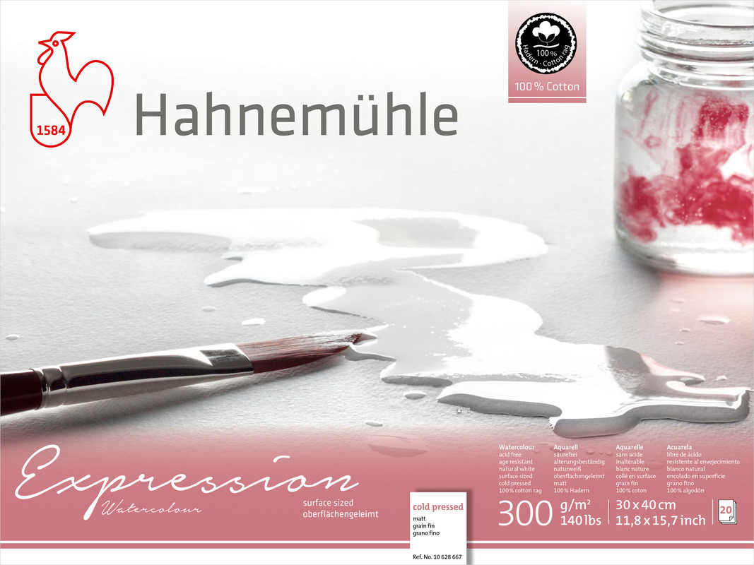 Produktbild: Hahnemühle Papier Expression Watercolour, 30 x 40 cm, 300 g/m²