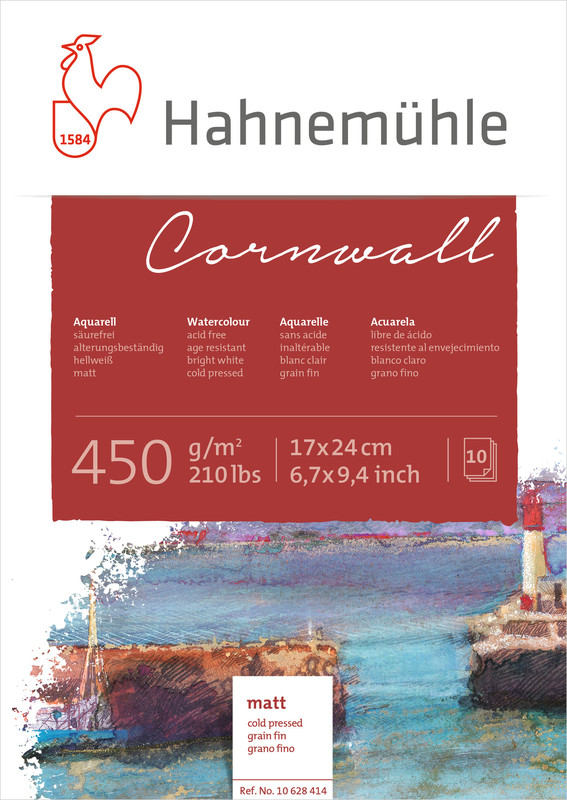 Produktbild: Hahnemühle Papier Cornwall, 17 x 24 cm, 450 g/m²