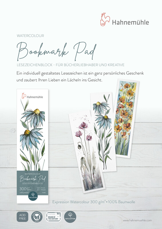 Weitere Ansicht: Hahnemühle Papier Lesezeichenblock, 5,5 x 20 cm, 300 g/m²