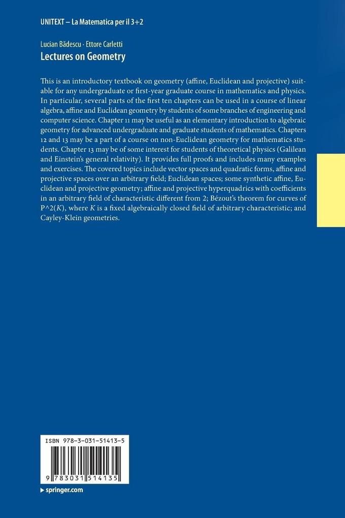 Weitere Ansicht: Lectures on Geometry | Ettore Carletti, Lucian Badescu, Lucian Bdescu