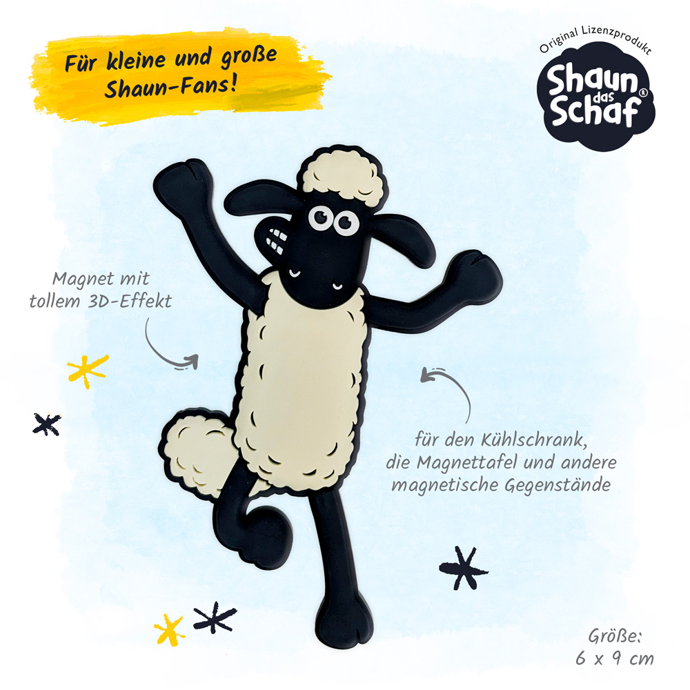 Weitere Ansicht: Trötsch Shaun das Schaf 3D-Magnet stehend