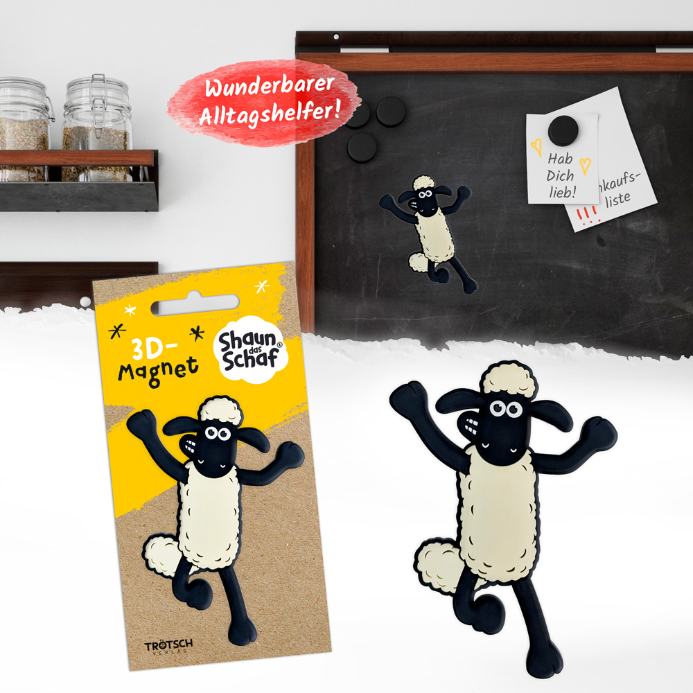 Weitere Ansicht: Trötsch Shaun das Schaf 3D-Magnet stehend