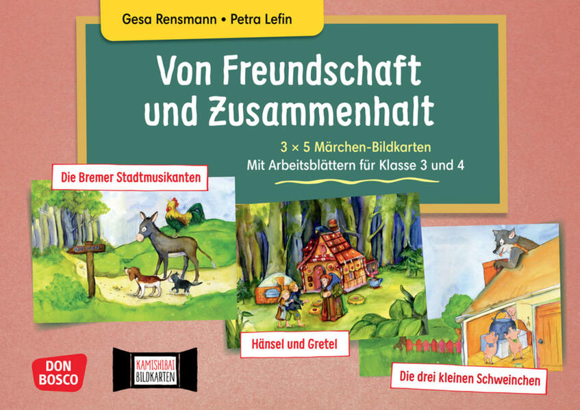 Produktbild: Von Freundschaft und Zusammenhalt - 3 x 5 Märchen-Bildkarten. Mit Arbeitsblättern für Klasse 3 und 4. Kamishibai Bildkartenset