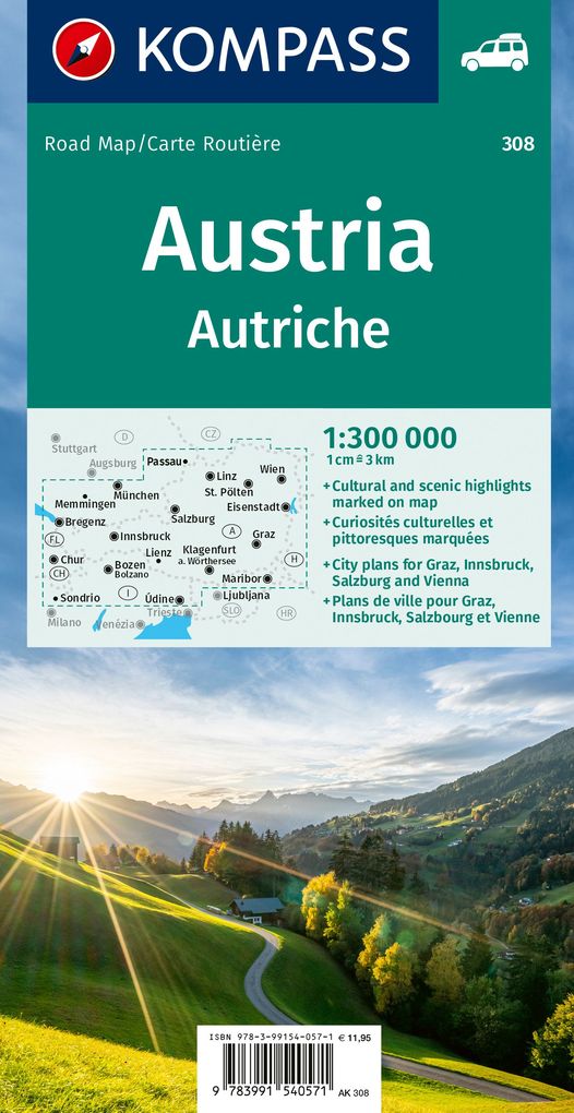 Weitere Ansicht: KOMPASS Autokarte Österreich 1:300.000