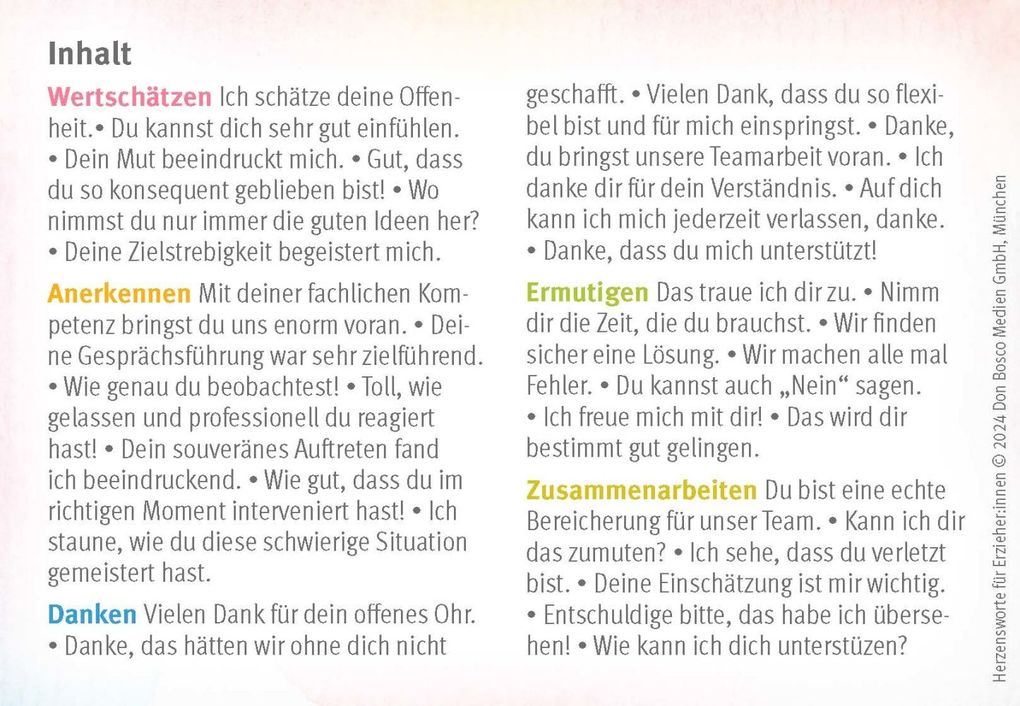 Weitere Ansicht: Herzensworte für Erzieher:innen | Hildegard Kunz
