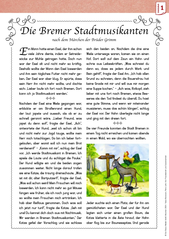Weitere Ansicht: Von Freundschaft und Zusammenhalt - 3 x 5 Märchen-Bildkarten. Mit Arbeitsblättern für Klasse 3 und 4. Kamishibai Bildkartenset
