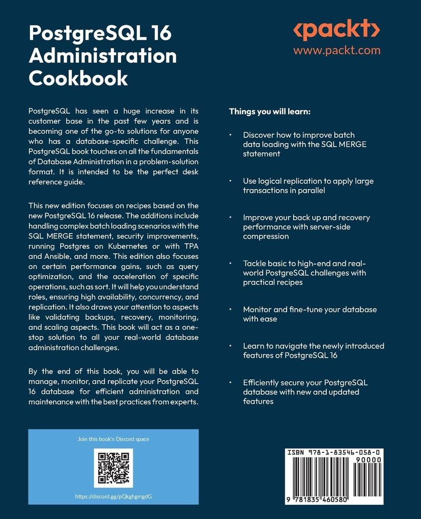 Weitere Ansicht: PostgreSQL 16 Administration Cookbook | Gianni Ciolli, Boriss Mejías, Jimmy Angelakos