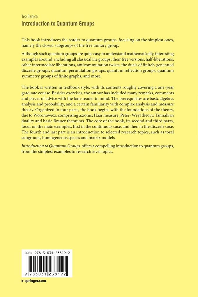 Weitere Ansicht: Introduction to Quantum Groups | Teo Banica