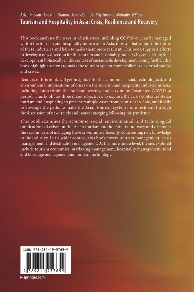 Weitere Ansicht: Tourism and Hospitality in Asia: Crisis, Resilience and Recovery
