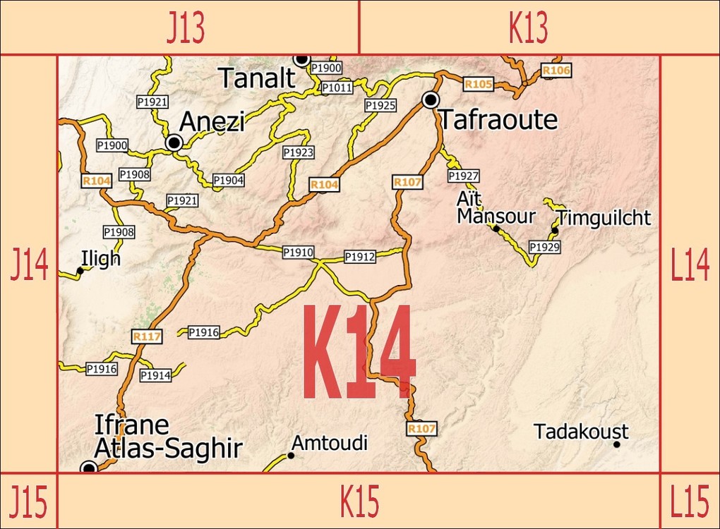 Weitere Ansicht: K14: Tafraoute - Amtoudi - Aït Mansour - Tanalt 1:120.000 + GPS-Waypoints | A. + B. Conrad, www.marokko-erfahren.de