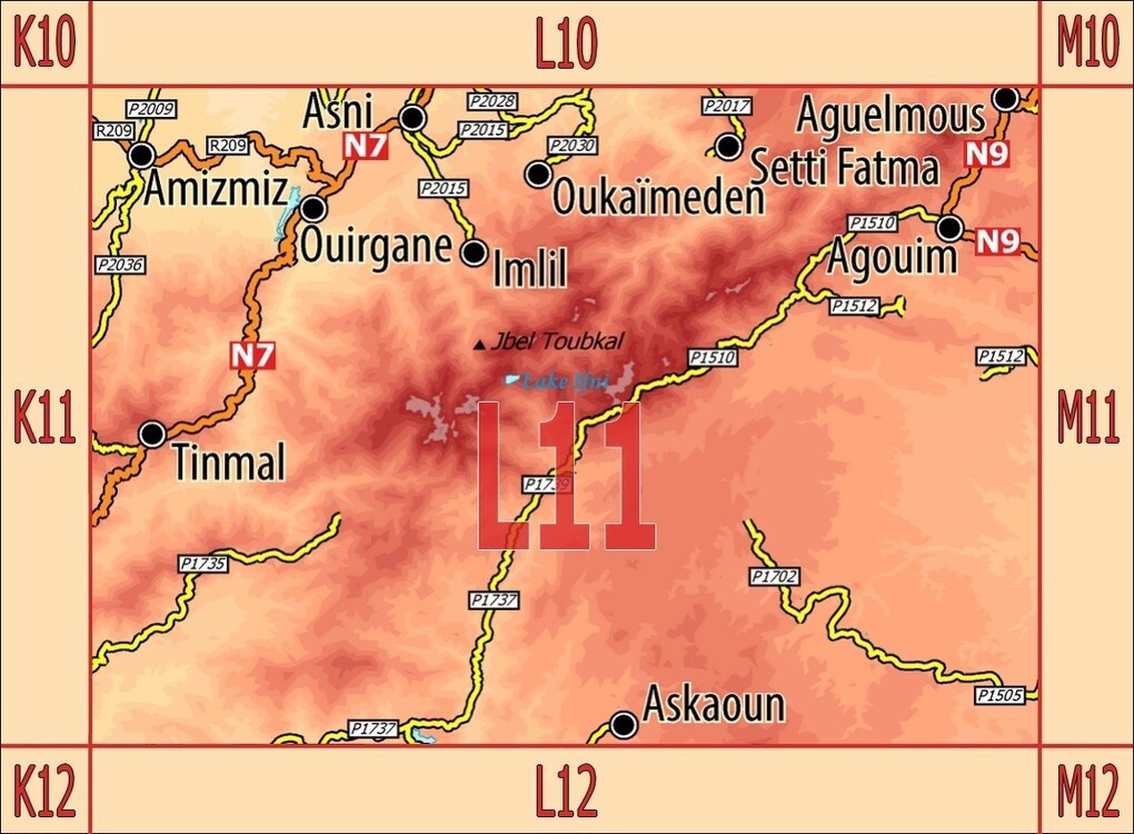 Weitere Ansicht: L11: Asni - Imlil - Oukaïmeden - Setti-Fatma 1:120.000 + GPS-Waypoints | A. + B. Conrad, Www. Marokko-Erfahren. de, A. B. Conrad