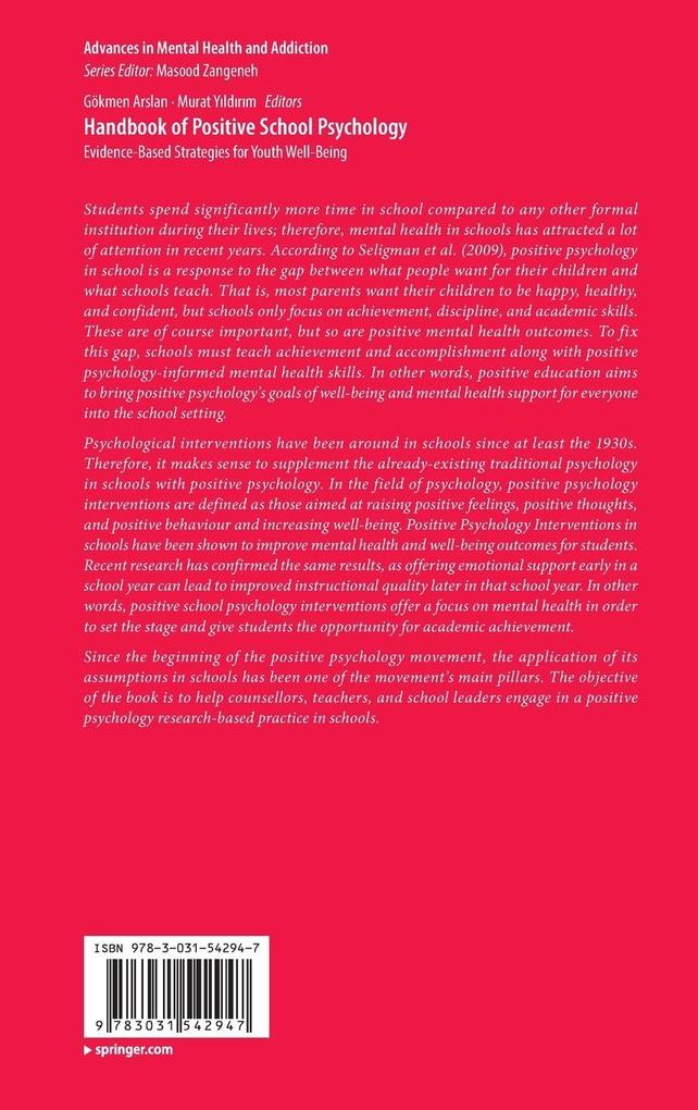 Weitere Ansicht: Handbook of Positive School Psychology