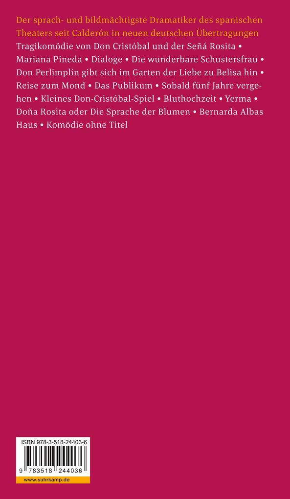 Weitere Ansicht: Die Stücke | Federico García Lorca