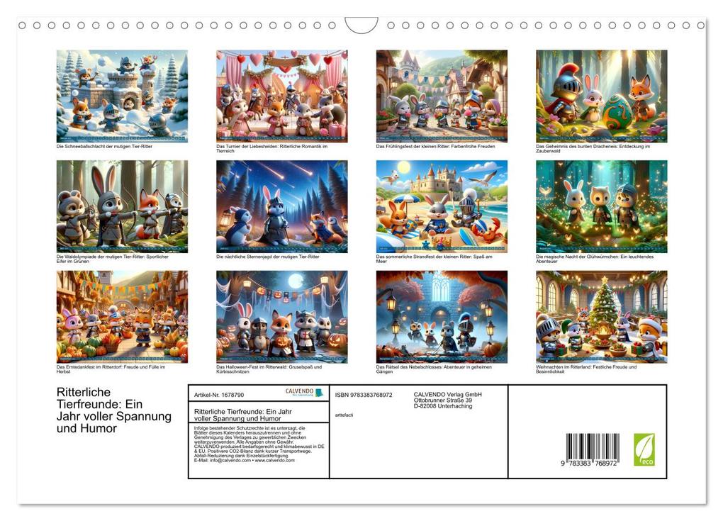 Weitere Ansicht: Ritterliche Tierfreunde: Ein Jahr voller Spannung und Humor (Wandkalender 2025 DIN A3 quer), CALVENDO Monatskalender | Artefacti Artefacti, Calvendo, artefacti