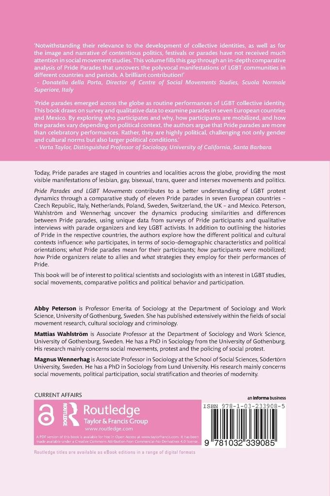 Weitere Ansicht: Pride Parades and LGBT Movements | Abby Peterson, Mattias Wahlström, Magnus Wennerhag