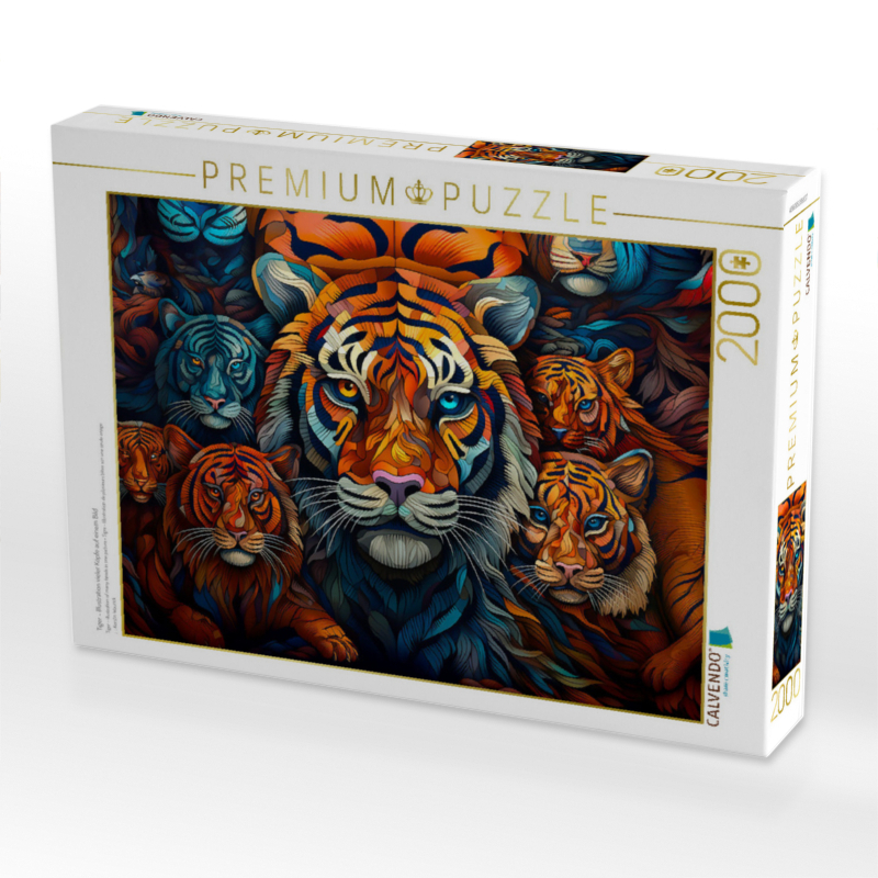 Weitere Ansicht: CALVENDO Puzzle Tiger - Illustration vieler Köpfe auf einem Bild | 2000 Teile Lege-Größe 90x67cm Foto-Puzzle für glückliche Stunden | Calvendo