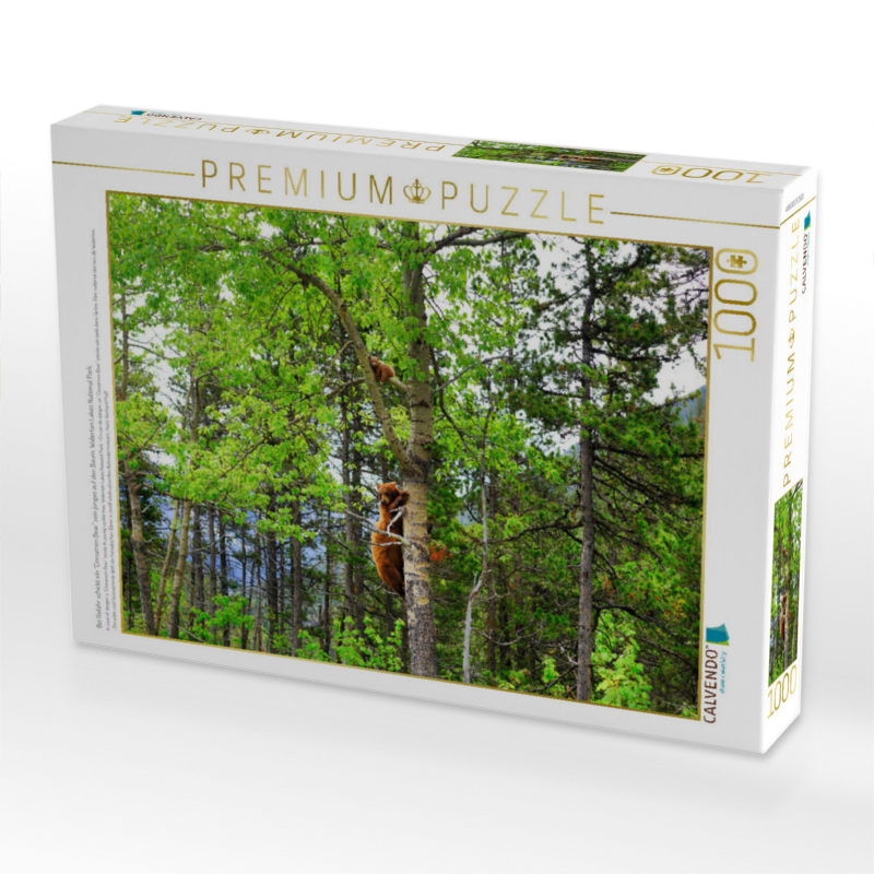 Weitere Ansicht: CALVENDO Puzzle Bei Gefahr schickt ein "Cinnamon Bear" sein junges auf den Baum. Waterton Lakes Nati | Calvendo