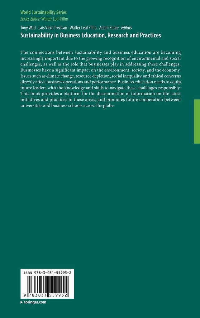Weitere Ansicht: Sustainability in Business Education, Research and Practices