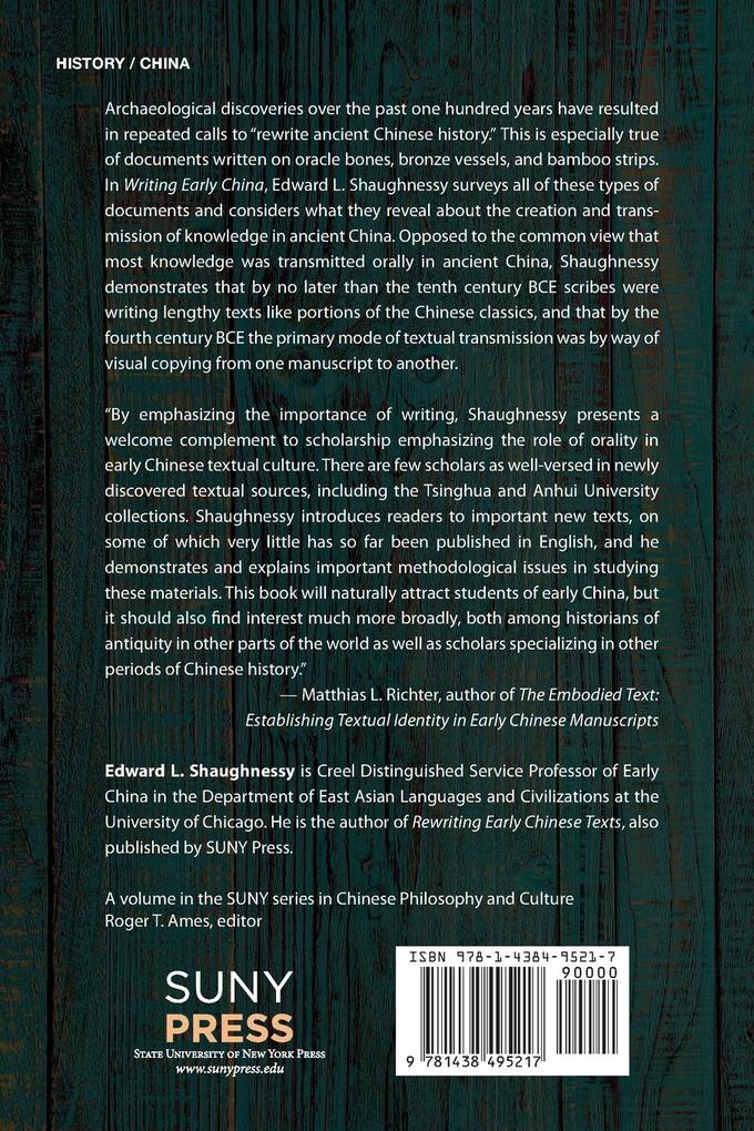 Weitere Ansicht: Writing Early China | Edward L. Shaughnessy