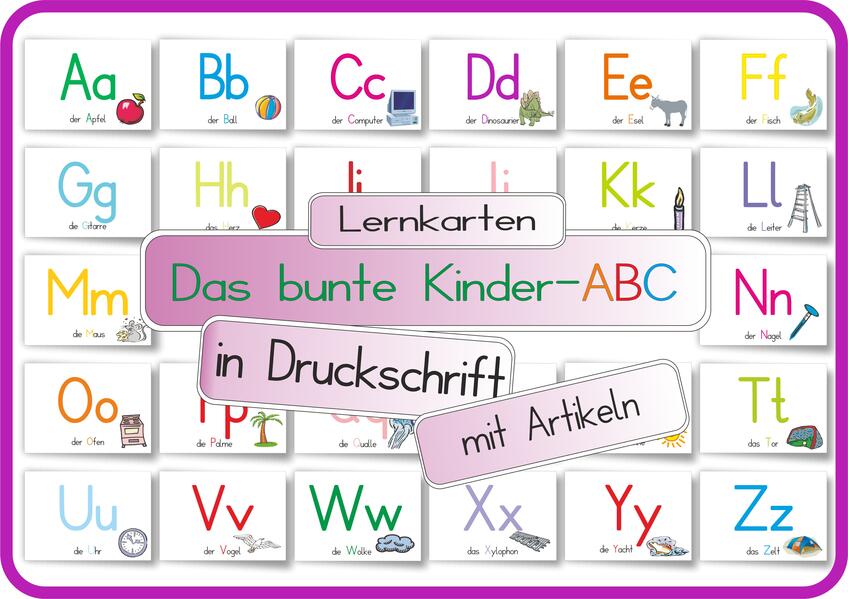 Produktbild: Das bunte Kinder-ABC in Druckschrift mit Artikeln | Helga Momm