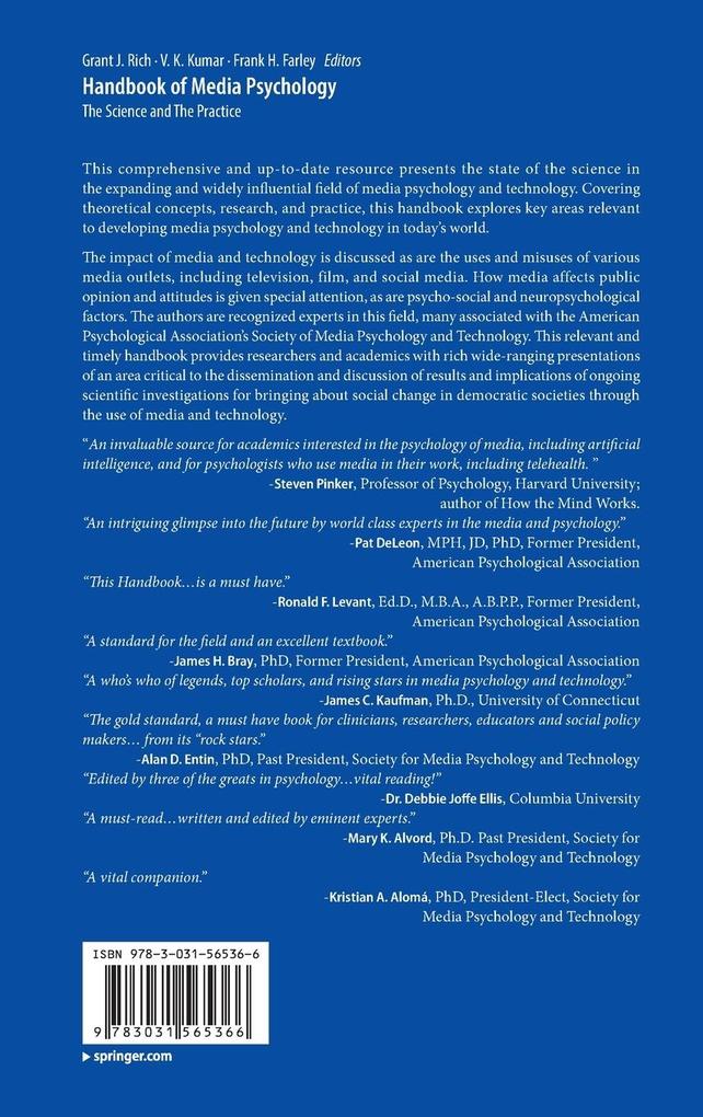 Weitere Ansicht: Handbook of Media Psychology