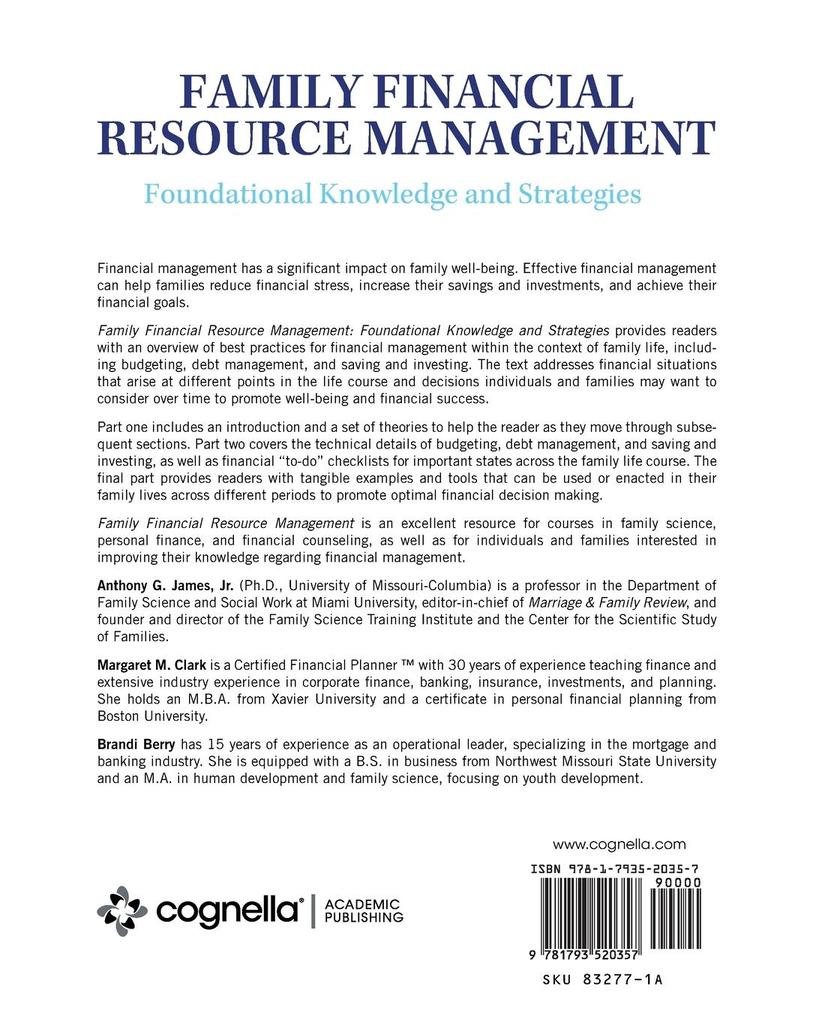 Weitere Ansicht: Family Financial Resource Management | Jr. Anthony G. James, Margaret M. Clark, Brandi Berry