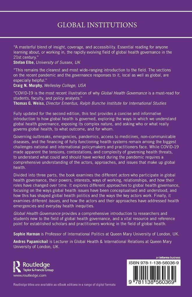 Weitere Ansicht: Global Health Governance | Andreas Papamichail, Sophie Harman