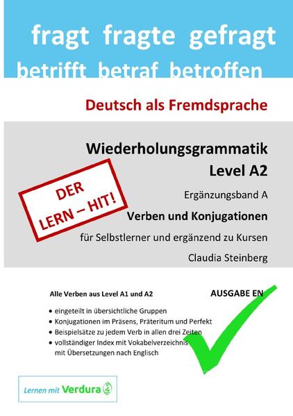 Produktbild: DaF - Wiederholungsgrammatik A2 - Ergänzungsband A - Verben und Konjugationen - Ausgabe EN | Claudia Steinberg